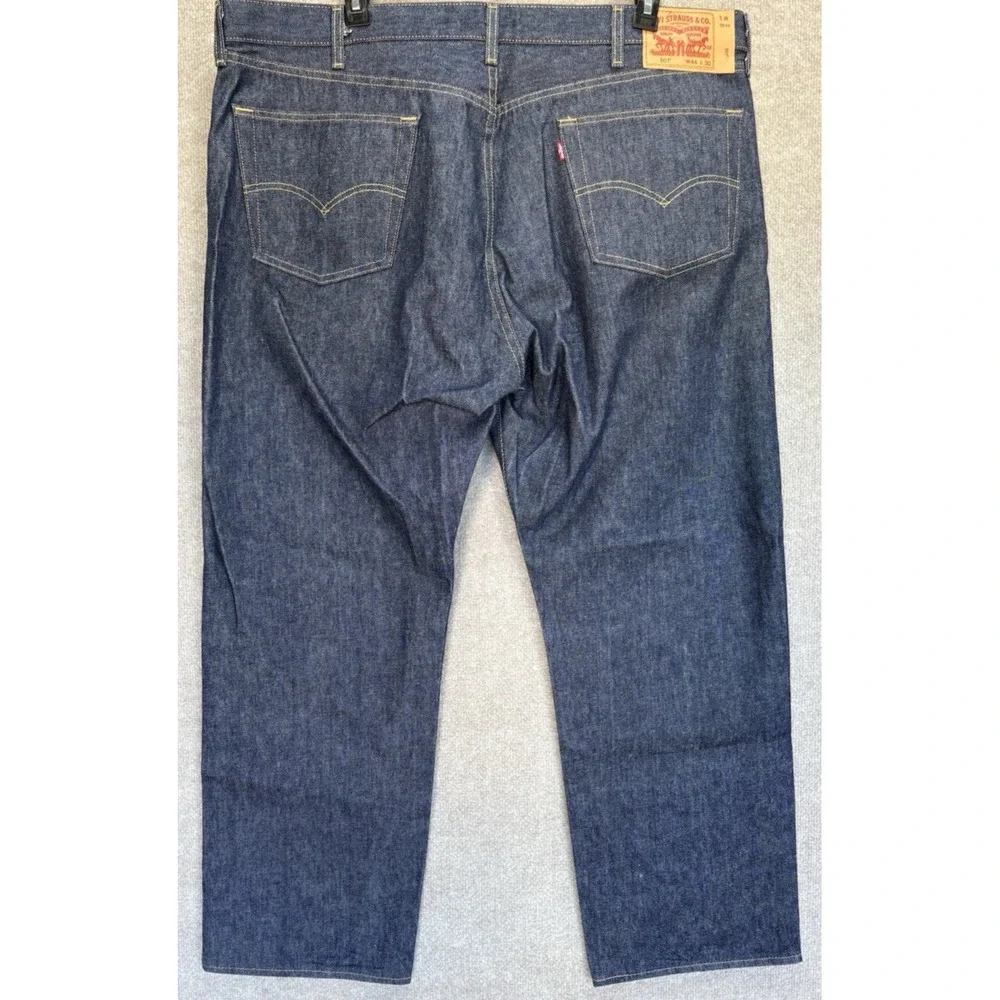 Levis 501 Men's 44 X 30 Jeans Button Fly Blue Denim Straight Fit Western NWOT